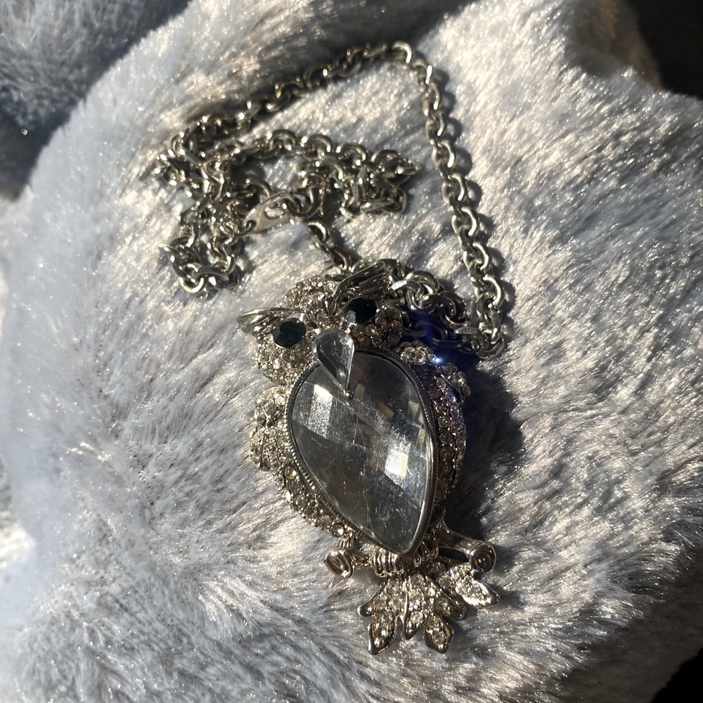 Silver owl necklace owl can be used as pin/broach